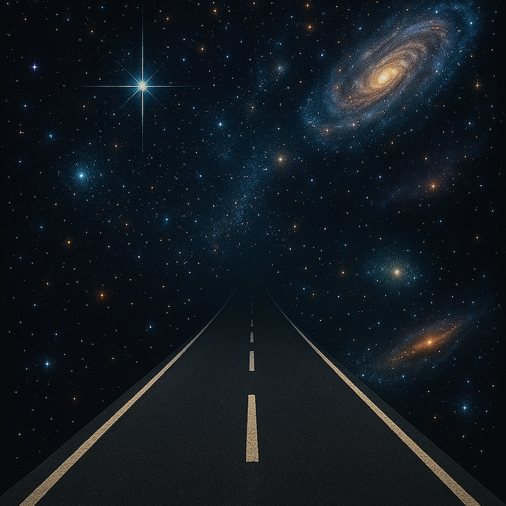 A road in space extending across the universe
